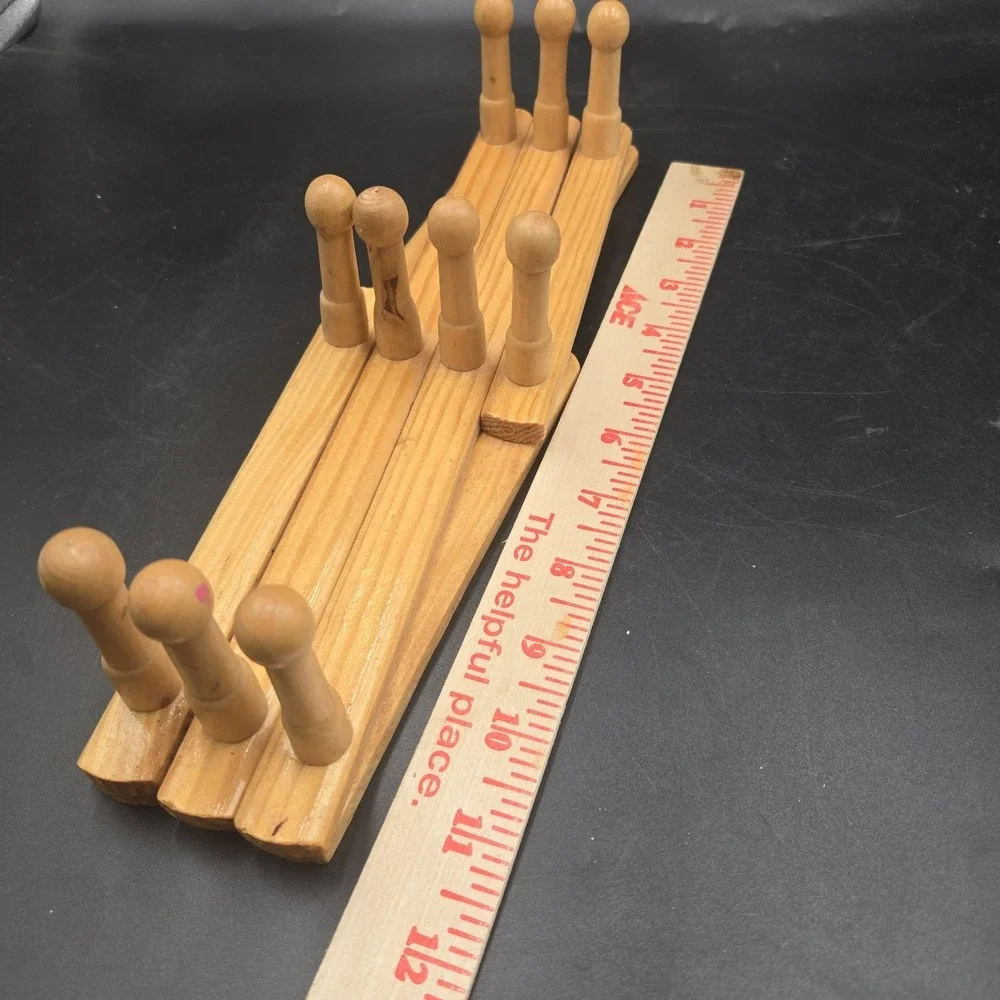 Vintage Hanging Expandable Wooden Accordion Peg Rack Mug Holder Coat Rack